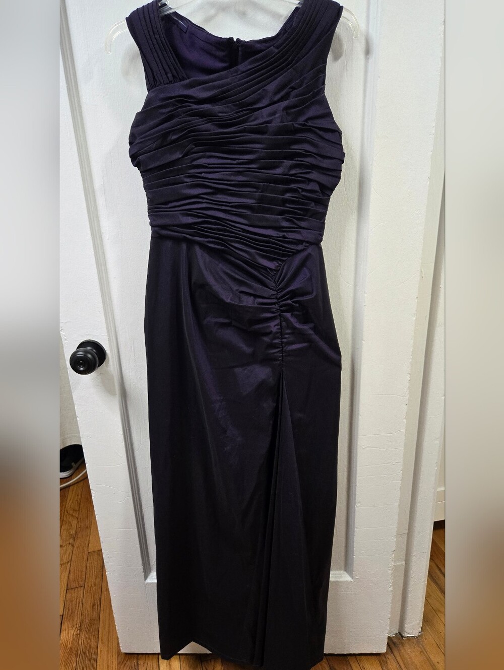 Adrianna Papell Rich Purple Ruched Evening Gown - Picture 4 of 9